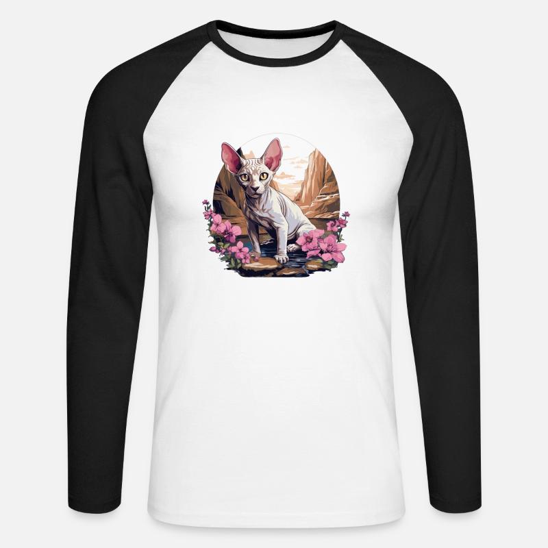 Sphynx Kätzchen Sphynx Katze - Unisex Baseballshirt langarm - Weiß/Schwarz