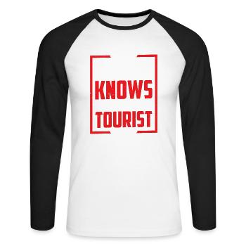 Nobody Knows I'm A Tourist 19 - Unisex Long Sleeve Baseball T-Shirt - white/black - Front - Nik (191cm)