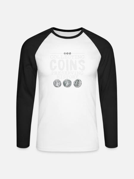 Møntsamler: Historiens skatte vogter - Langærmet herre-baseballshirt - hvid/sort