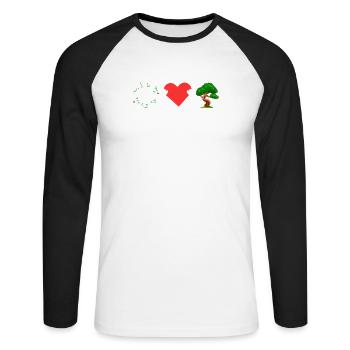 Bonsaï Peace Love - T-shirt baseball manches longues Homme - blanc/noir - Devant - Nik (191cm)