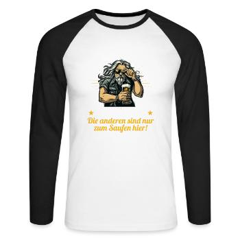 the long-haired man marries bachelor party bachelor party - Unisex Long Sleeve Baseball T-Shirt - white/black - Front - Nik (191cm)