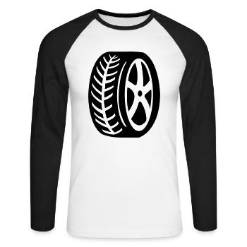 tyre - Unisex Long Sleeve Baseball T-Shirt - white/black - Front - Nik (191cm)