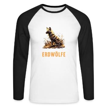 Erdwölfe Erdwolf - Unisex Baseballshirt langarm - Weiß/Schwarz - Vorne - Nik (191cm)