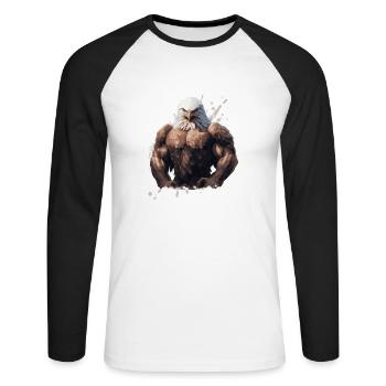 Eagle Muscles Bête de musculation - T-shirt baseball manches longues Homme - blanc/noir - Devant - Nik (191cm)