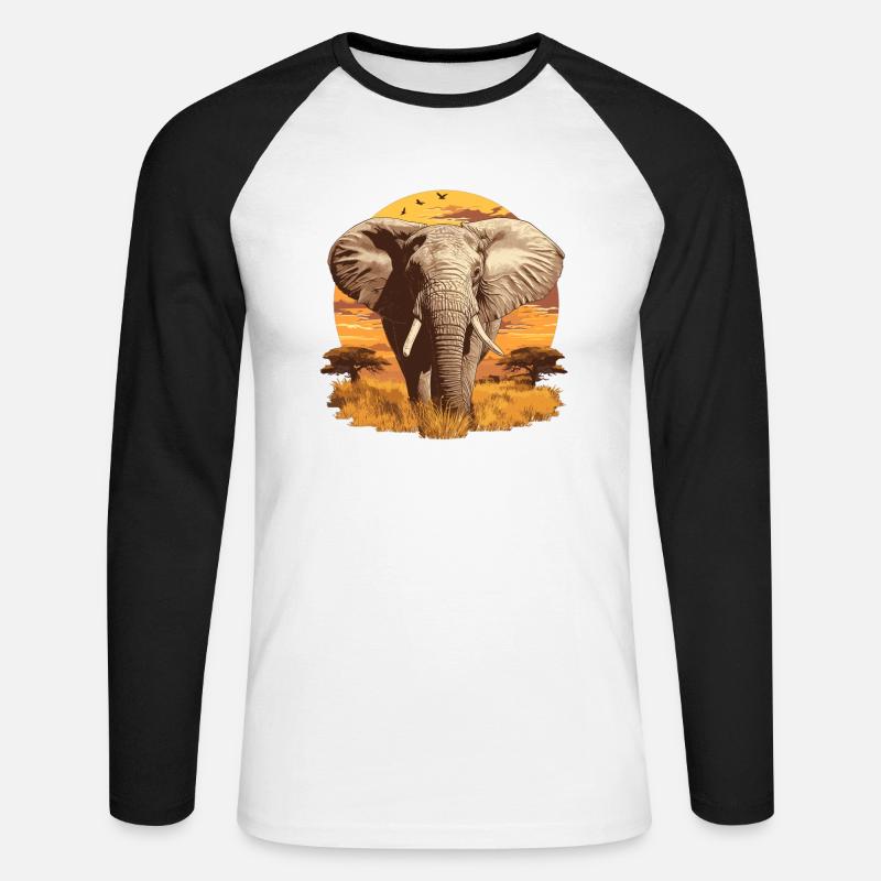 Elefanten Elefant - Unisex Baseballshirt langarm - Weiß/Schwarz
