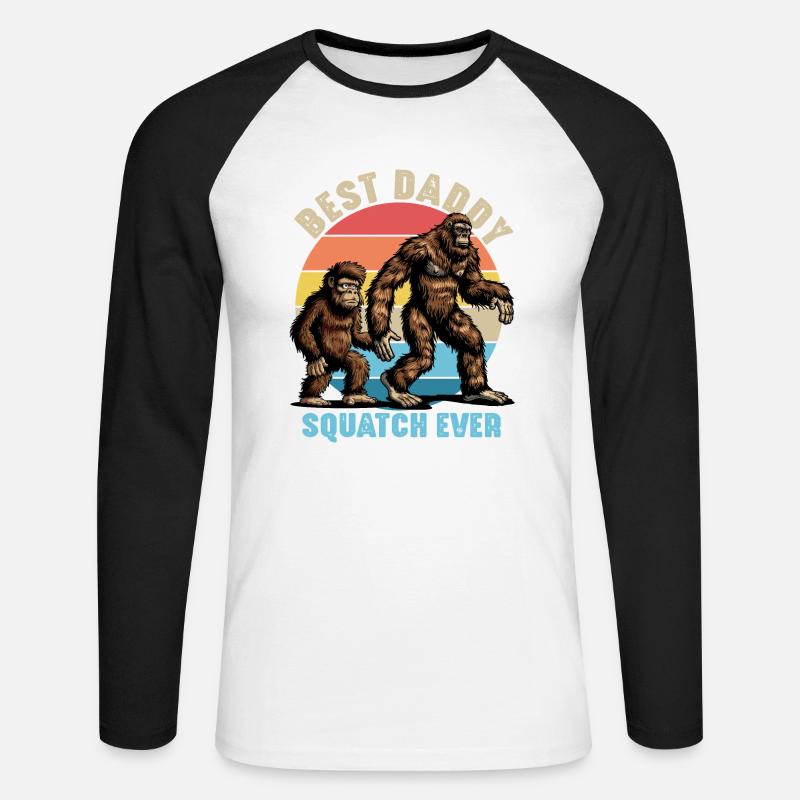 Best Daddy Squatch Ever - Unisex Baseballshirt langarm - Weiß/Schwarz