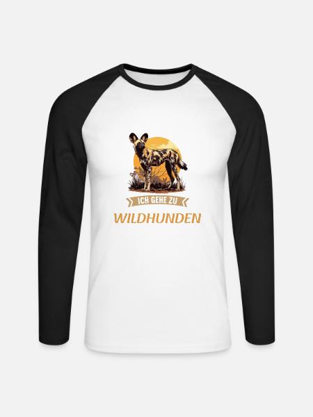 Wildhunde Wildhund - Unisex Baseballshirt langarm - Weiß/Schwarz