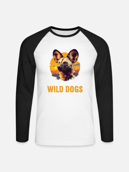 Wildhunde Wildhund - Unisex Baseballshirt langarm - Weiß/Schwarz