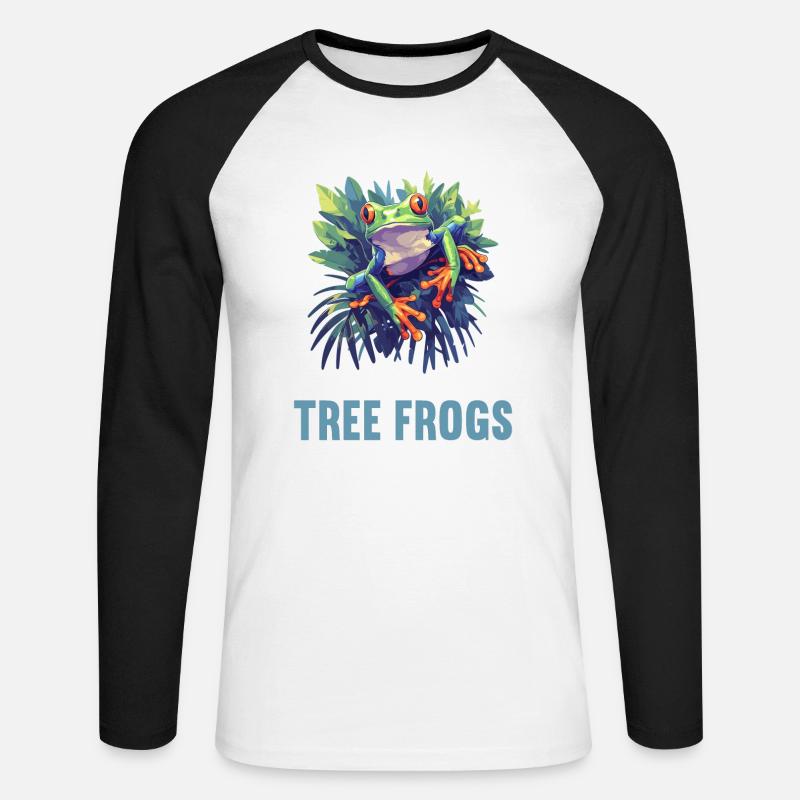 Tree Frog Baumfrösche Baumfrosch - Unisex Baseballshirt langarm - Weiß/Schwarz