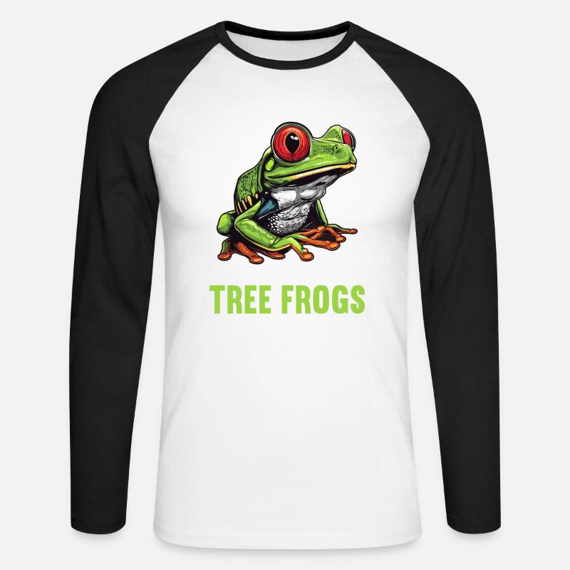 Tree Frog Baumfrösche Baumfrosch - Unisex Baseballshirt langarm - Weiß/Schwarz