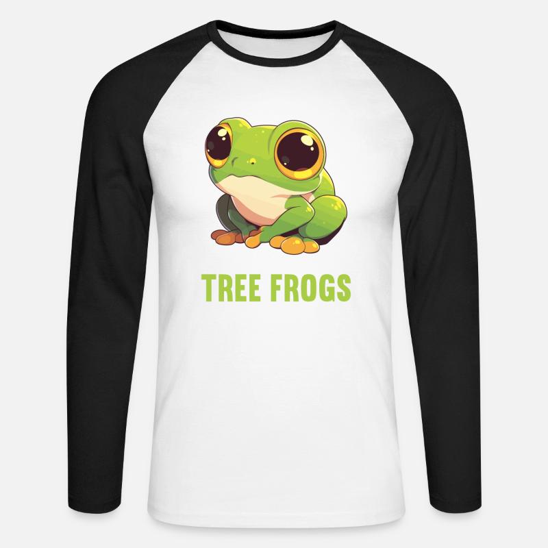 Tree Frog Baumfrösche Baumfrosch - Unisex Baseballshirt langarm - Weiß/Schwarz