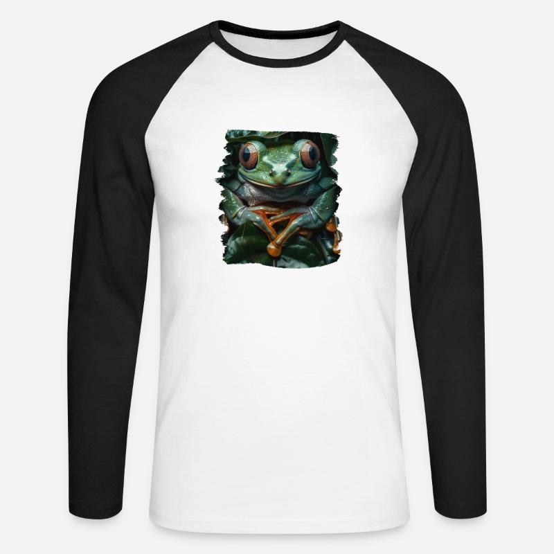 Tree Frog Baumfrösche Baumfrosch - Unisex Baseballshirt langarm - Weiß/Schwarz