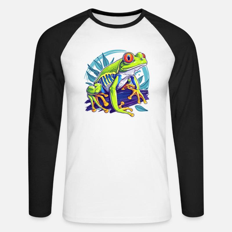 Tree Frog Baumfrösche Baumfrosch - Unisex Baseballshirt langarm - Weiß/Schwarz