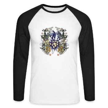 Alpes Montagnes Montagnes Nature Fleurs Nature Amoureux de la Nature - T-shirt baseball manches longues Homme - blanc/noir - Devant - Nik (191cm)
