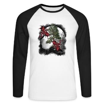 Dragon Dragon Fable Mythe médiéval conte de fées - T-shirt baseball manches longues Homme - blanc/noir - Devant - Nik (191cm)