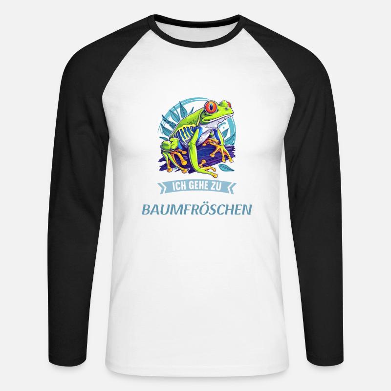 Tree Frog Baumfrösche Baumfrosch - Unisex Long Sleeve Baseball T-Shirt - white/black