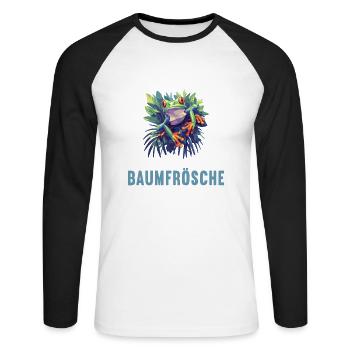 Tree Frog Baumfrösche Baumfrosch - Unisex Baseballshirt langarm - Weiß/Schwarz - Vorne - Nik (191cm)