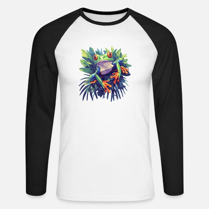 Tree Frog Baumfrösche Baumfrosch - Unisex Baseballshirt langarm - Weiß/Schwarz