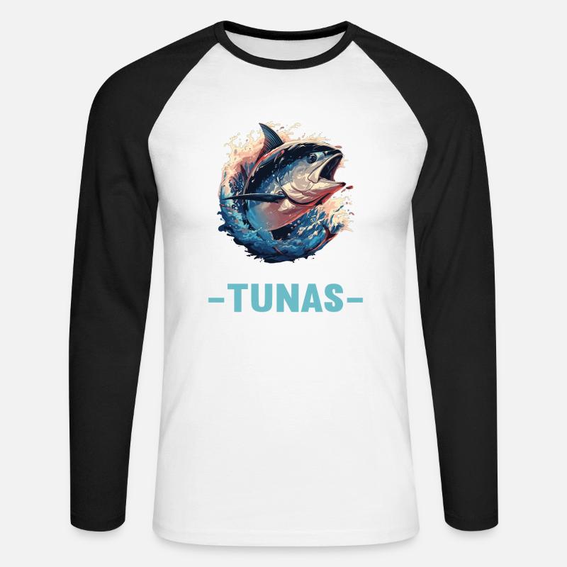 Tuna Thunfische Thunfisch - Unisex Baseballshirt langarm - Weiß/Schwarz