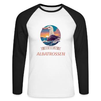 Albatross Albatrosse Albatros - Unisex Baseballshirt langarm - Weiß/Schwarz - Vorne - Nik (191cm)