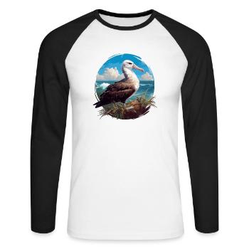 Albatross Albatrosse Albatros - Unisex Baseballshirt langarm - Weiß/Schwarz - Vorne - Nik (191cm)
