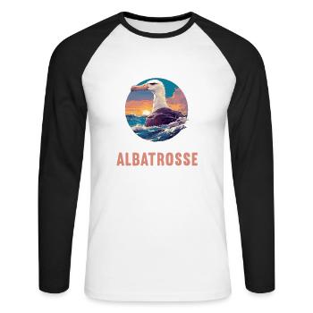 Albatross Albatrosse Albatros - Unisex Baseballshirt langarm - Weiß/Schwarz - Vorne - Nik (191cm)