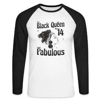 Cette reine noire fait 14 looks fabuleux - 14e - T-shirt baseball manches longues Homme - blanc/noir - Devant - Nik (191cm)