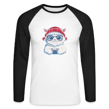 Alpaca Llama Gaming Video Game Gamer - Unisex Long Sleeve Baseball T-Shirt - white/black - Front - Nik (191cm)