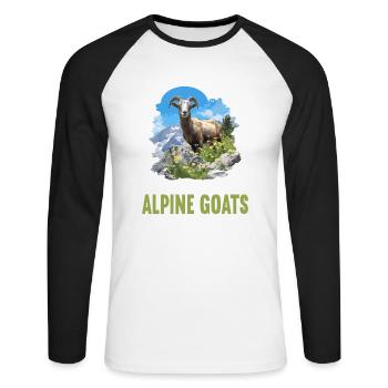 Alpine Goat Bergziegen Bergziege - Unisex Baseballshirt langarm - Weiß/Schwarz - Vorne - Nik (191cm)
