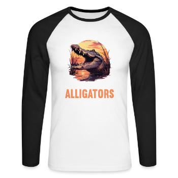 Alligatoren Alligator - Unisex Baseballshirt langarm - Weiß/Schwarz - Vorne - Nik (191cm)