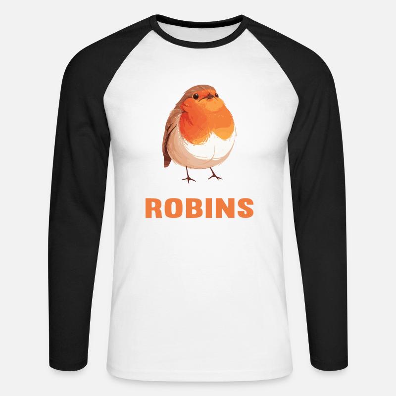 Robin Rotkehlchen - Unisex Baseballshirt langarm - Weiß/Schwarz