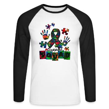 Autismus Superheld Betreuer Puzzle Kinder Anomal - Unisex Baseballshirt langarm - Weiß/Schwarz - Vorne - Nik (191cm)