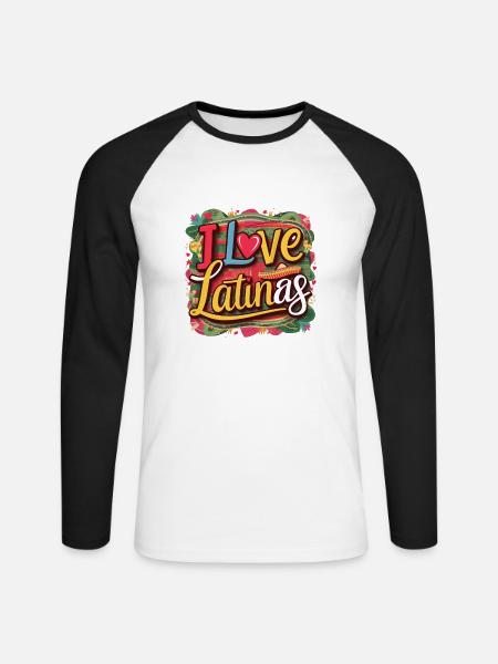 I Love Latinas - Unisex Baseballshirt langarm - Weiß/Schwarz
