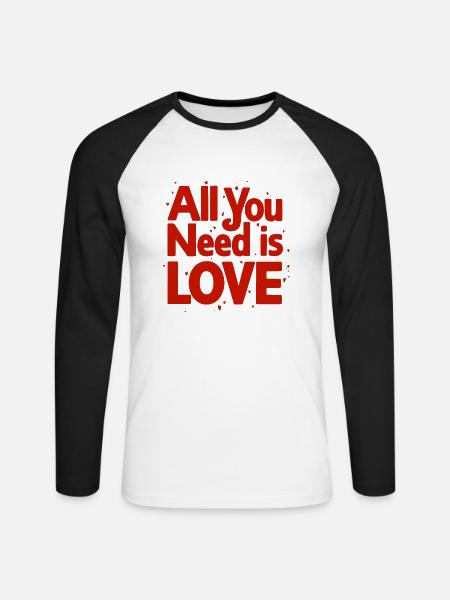 ALL YOU NEED IS LOVE - Unisex Long Sleeve Baseball T-Shirt - white/black