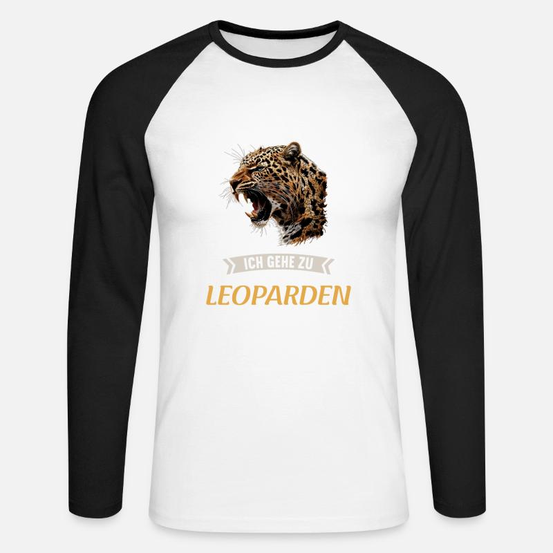 Leoparden Leopard - Unisex Baseballshirt langarm - Weiß/Schwarz