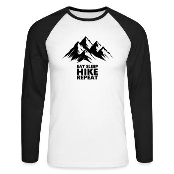 Alps Mountains Eat Sleep Hike Repeat Vector - Unisex Long Sleeve Baseball T-Shirt - white/black - Front - Nik (191cm)
