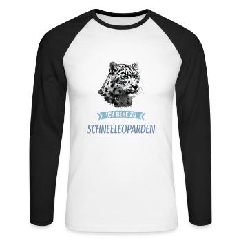 Snow Leopard Schneeleoparden Schneeleopard - Unisex Long Sleeve Baseball T-Shirt - white/black - Front - Nik (191cm)
