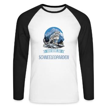 Snow Leopard Schneeleoparden Schneeleopard - Unisex Long Sleeve Baseball T-Shirt - white/black - Front - Nik (191cm)