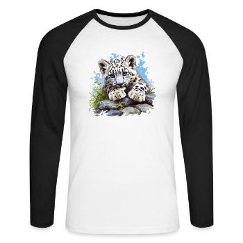 Snow Leopard Schneeleoparden Schneeleopard - Unisex Long Sleeve Baseball T-Shirt - white/black - Front - Nik (191cm)