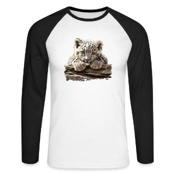 Snow Leopard Schneeleoparden Schneeleopard - Unisex Long Sleeve Baseball T-Shirt - white/black - Front - Nik (191cm)
