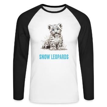 Snow Leopard Schneeleoparden Schneeleopard - Unisex Long Sleeve Baseball T-Shirt - white/black - Front - Nik (191cm)