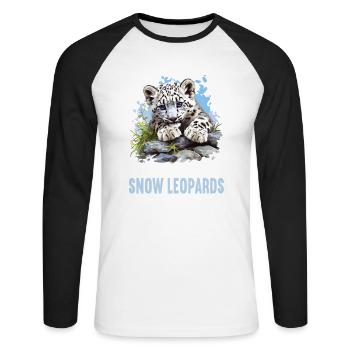 Snow Leopard Schneeleoparden Schneeleopard - Unisex Long Sleeve Baseball T-Shirt - white/black - Front - Nik (191cm)