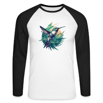 Hummingbird Kolibris Kolibri - Unisex Baseballshirt langarm - Weiß/Schwarz - Vorne - Nik (191cm)