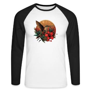 Hummingbird Kolibris Kolibri - Unisex Baseballshirt langarm - Weiß/Schwarz - Vorne - Nik (191cm)