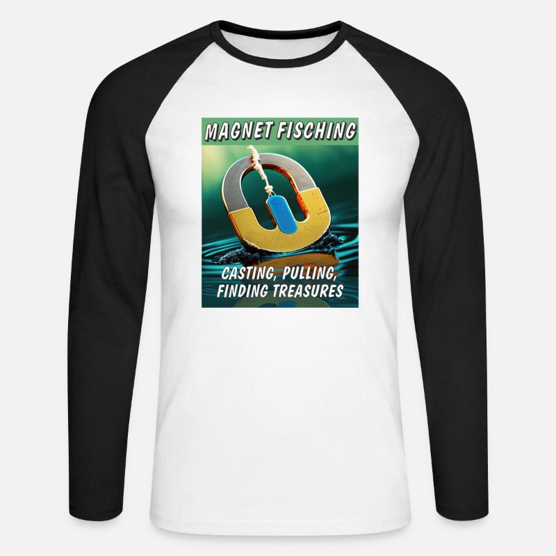 MAGNETFISCHING CASTING PULLING FINDING - Unisex Long Sleeve Baseball T-Shirt - white/black