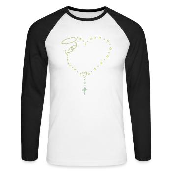 Vierge Marie Jésus Bible Religion chrétienne Madone - T-shirt baseball manches longues Homme - blanc/noir - Devant - Nik (191cm)