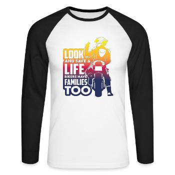 Motorcycel cross mountain vacation summer mount trip - Unisex Long Sleeve Baseball T-Shirt - white/black - Front - Nik (191cm)