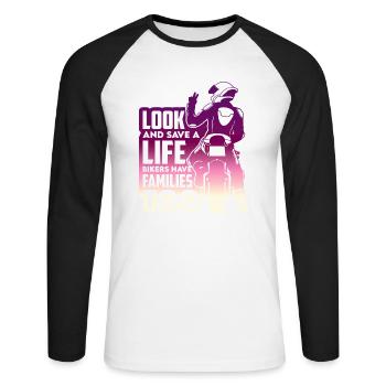 Motorcycel cross mountain vacation summer mount trip - Unisex Long Sleeve Baseball T-Shirt - white/black - Front - Nik (191cm)