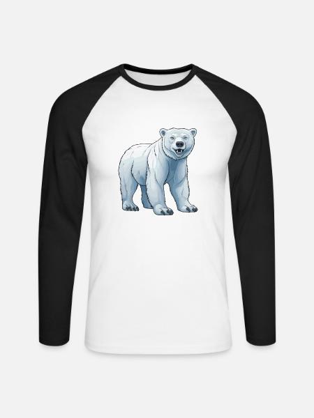 Eisbär Tier Polar bär - Unisex Baseballshirt langarm - Weiß/Schwarz