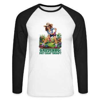 Lustige Gartenarbeit Spruch - Unisex Baseballshirt langarm - Weiß/Schwarz - Vorne - Nik (191cm)